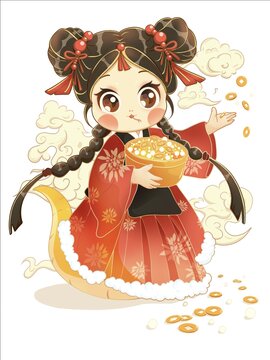 蛇年卡通形象聚寶盆