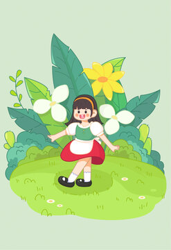 戶外小場景小女孩