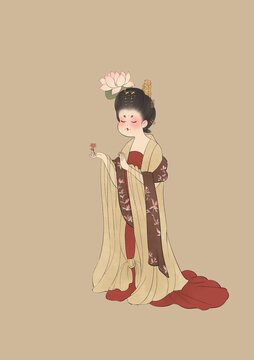 簪花仕女看花