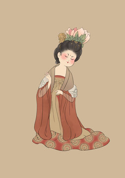 可愛風(fēng)簪花仕女