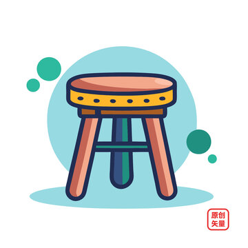矢量插畫簡約家具小矮凳