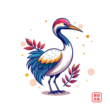 矢量插畫(huà)動(dòng)物美麗仙鶴水鳥(niǎo)