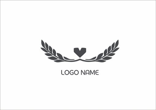 樹葉logo愛心翅膀