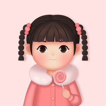 吃棒棒糖的女孩