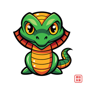 矢量插畫動(dòng)物T恤貼圖圖案可愛蛇