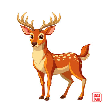 矢量插畫野生動物雄鹿