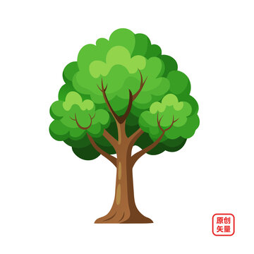 矢量插畫(huà)植物茂盛大樹(shù)