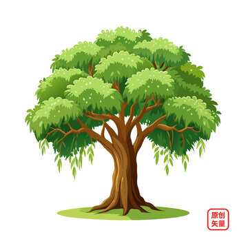 矢量插畫植物茂盛大樹