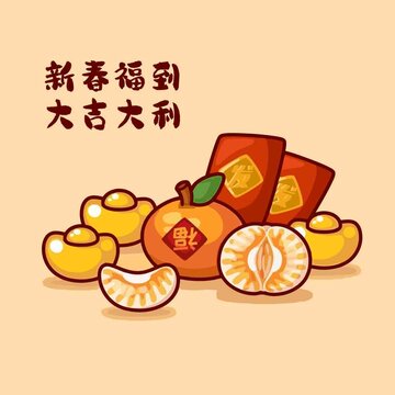 新年大吉大吉大利福到紅包元寶