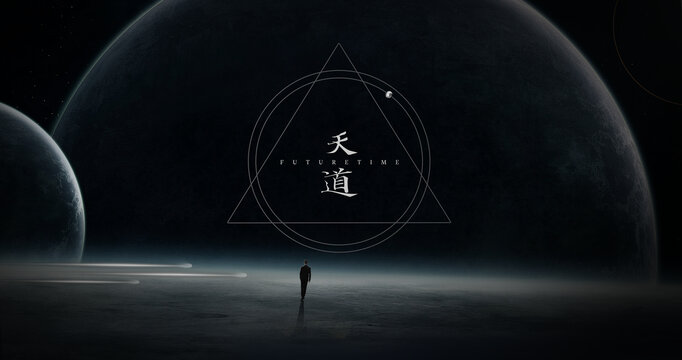 浩瀚星空星軌時(shí)間意境商務(wù)背影
