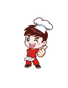 卡通可愛中式小廚師形象矢量圖