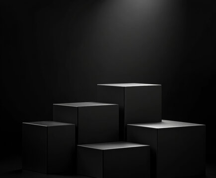 黑色立方體展示臺組合