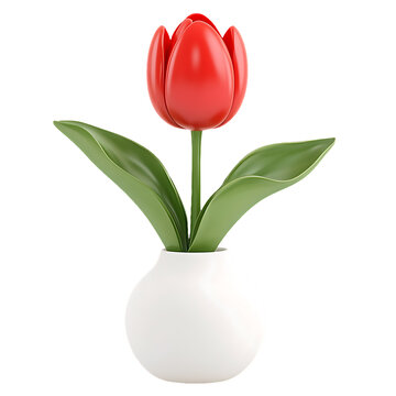 [免摳素材]3D紅色郁金香花卉插花藝術設計