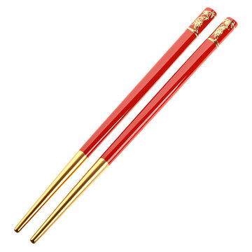 [免摳素材]精美的紅色金色筷子
