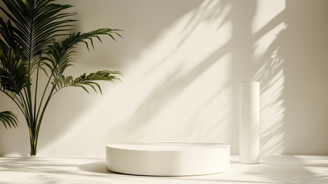 自然光下的極簡現(xiàn)代產(chǎn)品展示臺
