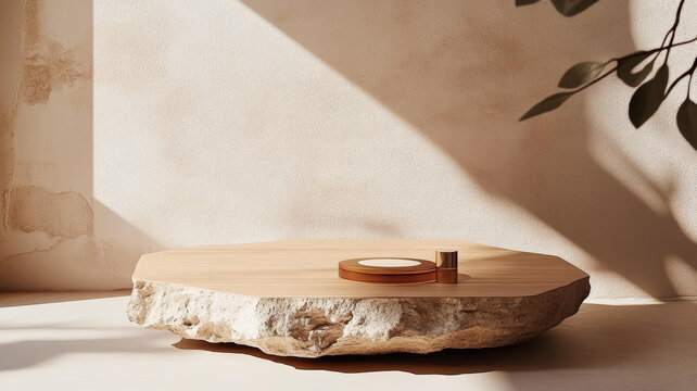 極簡風(fēng)格木質(zhì)展示臺背景圖