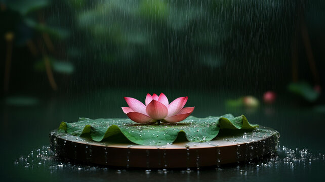 雨中荷花靜謐之美