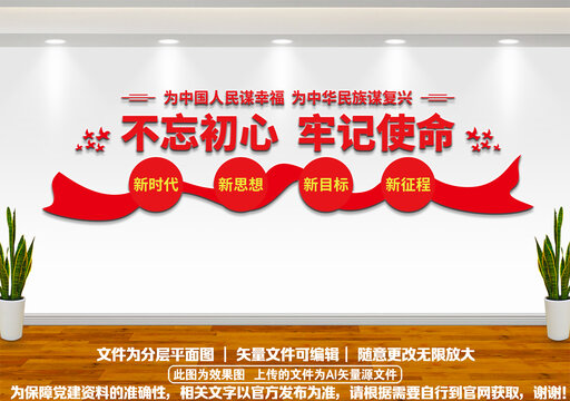 不忘初心文化墻