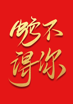 蛇不得你書法手寫燙金字體