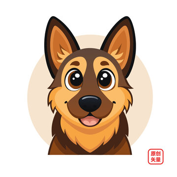 矢量插畫動物可愛萌寵德國牧羊犬頭像
