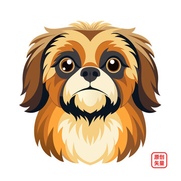 矢量插畫(huà)動(dòng)物可愛(ài)萌寵京巴犬頭像