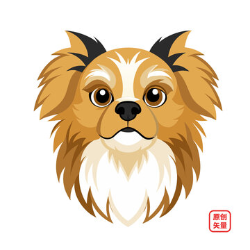 矢量插畫動(dòng)物可愛萌寵京巴犬頭像