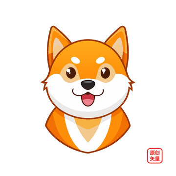 矢量插畫(huà)動(dòng)物可愛(ài)微笑小狗柴犬頭像
