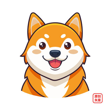 矢量插畫動物可愛微笑小狗柴犬頭像