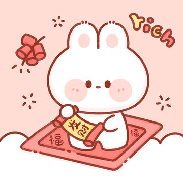 手繪卡通兔子可愛兔子
