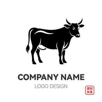 矢量插畫動(dòng)物家畜牛logo標(biāo)志