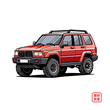 矢量插畫汽車城市SUV