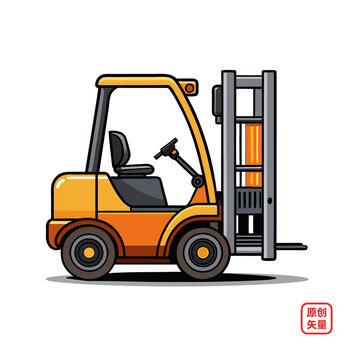 矢量插畫(huà)汽車工程車叉車