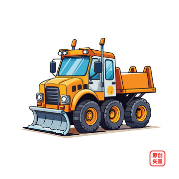 矢量插畫汽車工程車鏟雪車