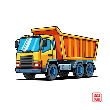 矢量插畫汽車工程翻斗卡車
