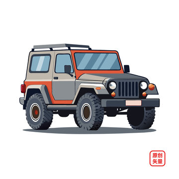 矢量插畫汽車吉普車