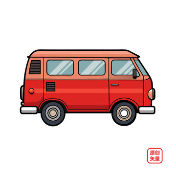 矢量插畫(huà)汽車(chē)面包車(chē)