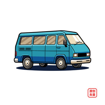 矢量插畫汽車面包車