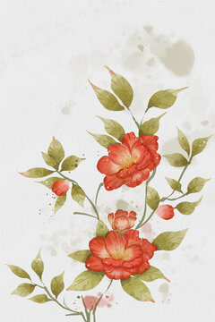 山茶花水彩