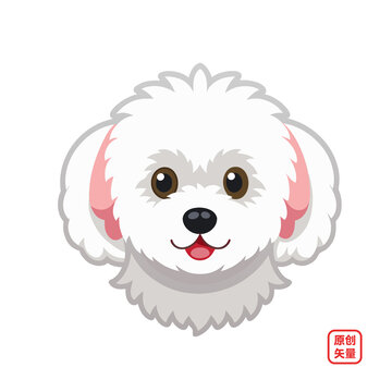 矢量插畫動物寵物小狗頭像比熊犬
