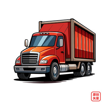 矢量插畫汽車貨運(yùn)卡車