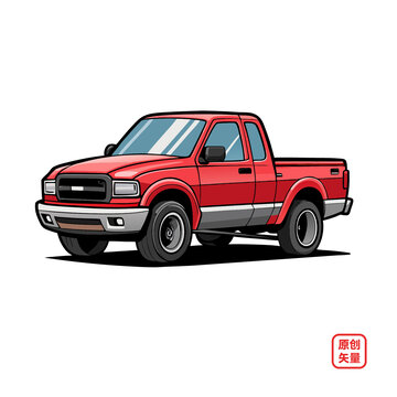 矢量插畫汽車貨運皮卡