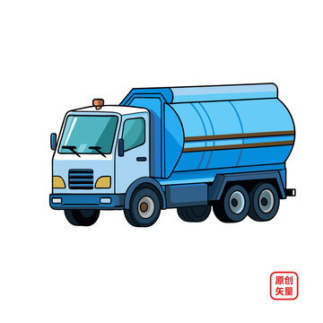 矢量插畫汽車灑水車