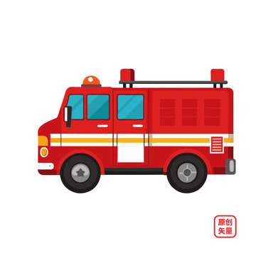 矢量插畫(huà)汽車特種車輛消防車