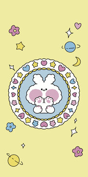 手機(jī)殼圖案小清新花環(huán)小兔子可愛動物卡通風(fēng)