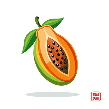 矢量插畫水果美味新鮮木瓜