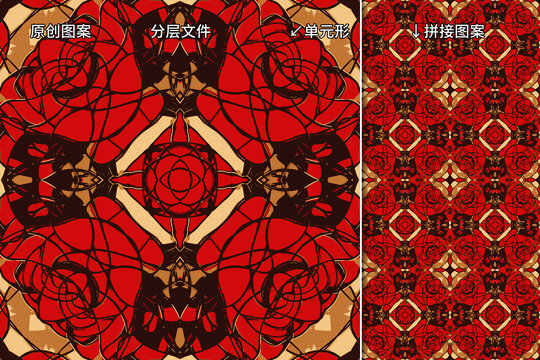 抽象玫瑰花印花