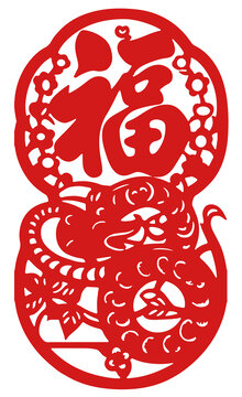 蛇年福字剪紙