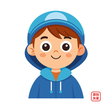 矢量插圖人物可愛穿帽衫小男孩