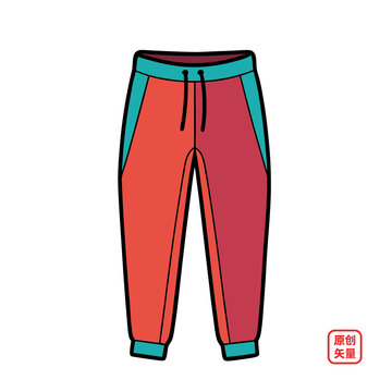 矢量插圖服裝服飾休閑褲
