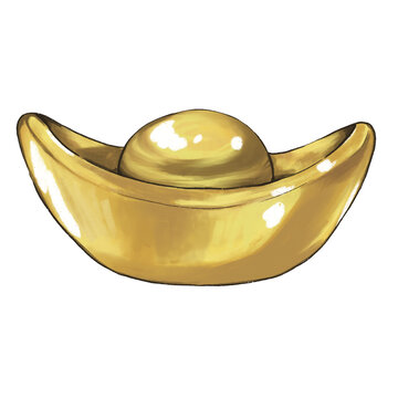 水彩金元寶